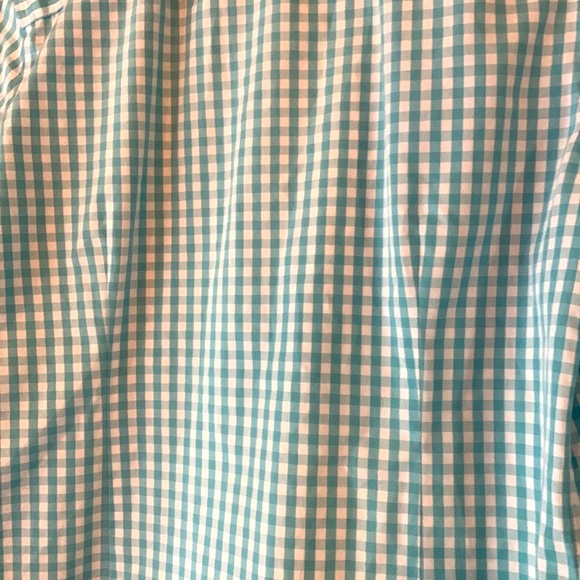 New Lands’ End size 2 aqua blue white button down shirt blouse gingham plaid - Picture 7 of 7